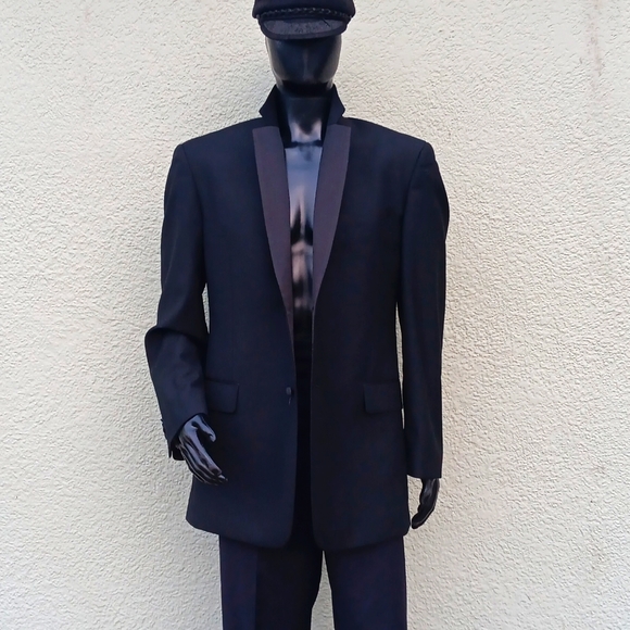 (TUX) DANIEL GRAY BLACK NOTCH LAPEL TUXEDO JACKET - Picture 10 of 17